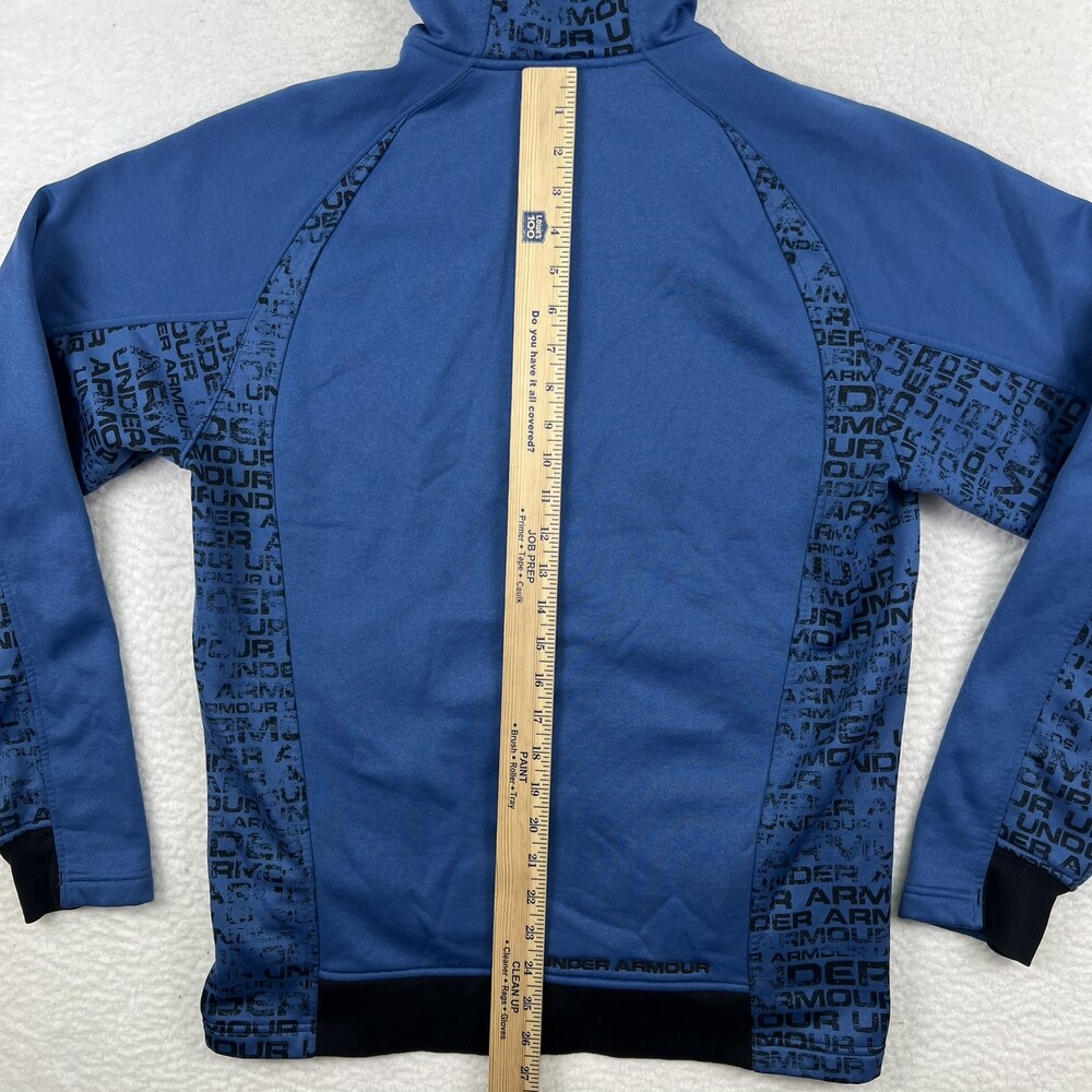 Under Armour Jacket Mens Medium ColdGear Logo Full Zip Hooded Fleece Lined - Picture 14 of 15